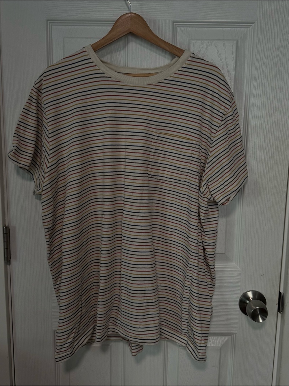 Katin XXL Cream Short-Sleeve Tee with Multicolor Stripes